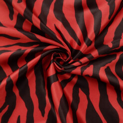 Wholesale Zebra Satin Fabric Black-Red 90 yard roll