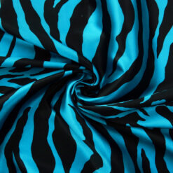 Wholesale Zebra Satin Fabric Black-Turquoise 90 yard roll