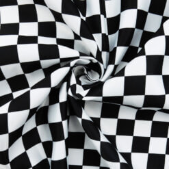 Wholesale Check Matte Satin Fabric Black-White 50 yard roll