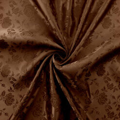 Wholesale Floral Satin Jacquard Fabric Brown 65 yard roll