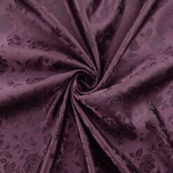 Wholesale Floral Satin Jacquard Fabric Eggplant 65 yard roll