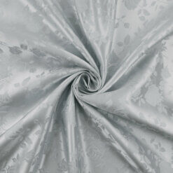Wholesale Floral Satin Jacquard Fabric Silver 65 yard roll