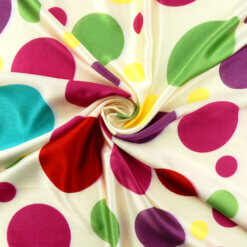Wholesale Polka Dot Charmeuse Satin Fabric Ivory-Multi 90 yard roll