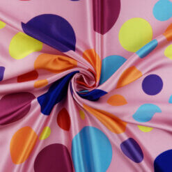 Wholesale Polka Dot Charmeuse Satin Fabric Pink-Multi 90 yard roll