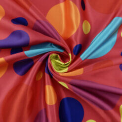 Wholesale Polka Dot Charmeuse Satin Fabric Red-Multi 90 yard roll