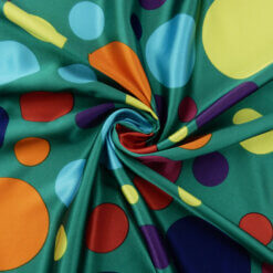 Wholesale Polka Dot Charmeuse Satin Fabric Teal-Multi 90 yard roll