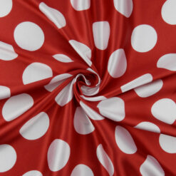 Wholesale Polka Dot Charmeuse Satin Fabric Red-White 90 yard roll