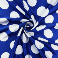 Wholesale Polka Dot Charmeuse Satin Fabric Royal-White 90 yard roll