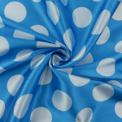 Wholesale Polka Dot Charmeuse Satin Fabric Turquoise-White 90 yard roll