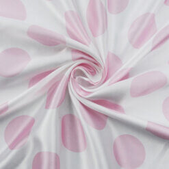 Wholesale Polka Dot Charmeuse Satin Fabric White-Pink 90 yard roll