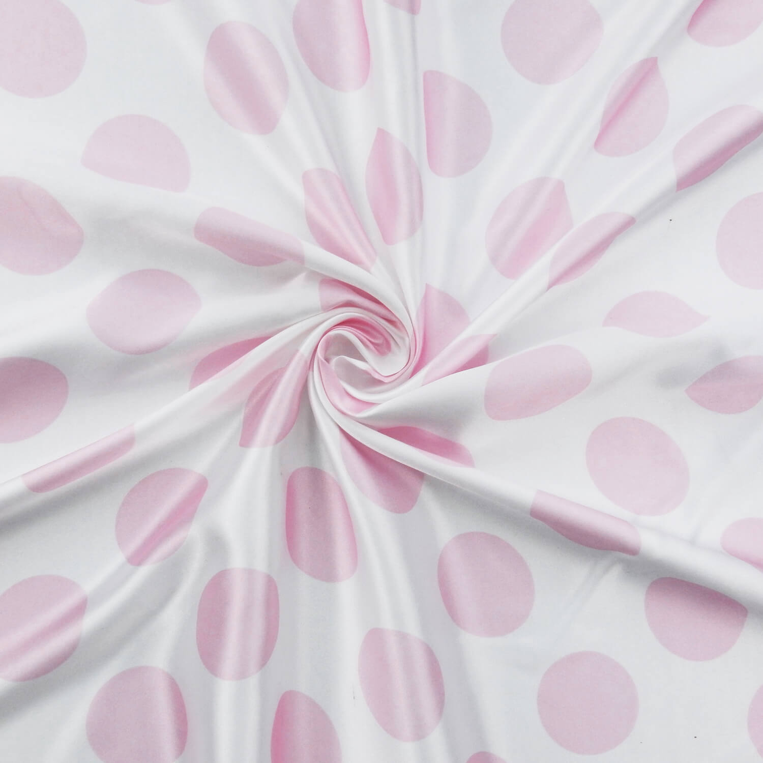 Wholesale Polka Dot Charmeuse Satin Fabric White-Pink 90 yard roll - Image 3