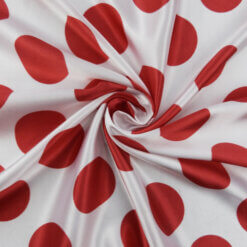 Wholesale Polka Dot Charmeuse Satin Fabric White-Red 90 yard roll