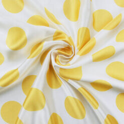 Wholesale Polka Dot Charmeuse Satin Fabric White-Yellow 90 yard roll