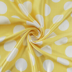 Wholesale Polka Dot Charmeuse Satin Fabric Yellow-White 90 yard roll