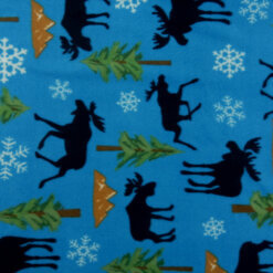 Fleece Print Moose Blue, by the yard