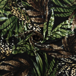 SALE Stretch Spandex Tropical Print Fabric 6938 Black, by the yard