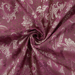 60" Chinese Brocade Fabric Feathers Fuschia 35 yard bolt