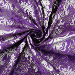 60" Chinese Brocade Fabric Feathers Purple 35 yard bolt