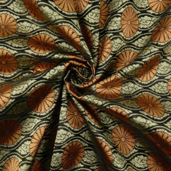 60" Chinese Brocade Fabric Lotus Black, By the yard