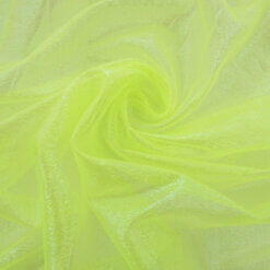 SALE Moonglow Iridescent Crinkle Organza Fabric Neon Yellow, by the yard