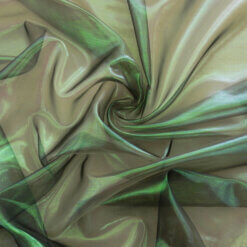 Lunar Pearlized Iridescent Organza Green-Black, by the yard