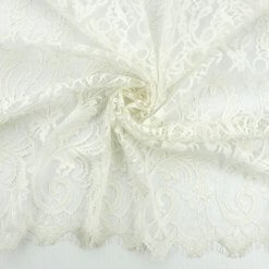 SALE Re-Embroidered Stretch Lace Fabric Ivory 6802, by the yard