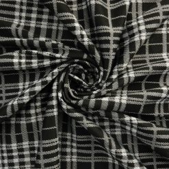 SALE Plaid Double Knit Fabric 7001 Black-Silver, by the yard