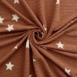 SALE Star Printed Brushed Textured Knit Fabric 7003 Dusty Spice, by the yard