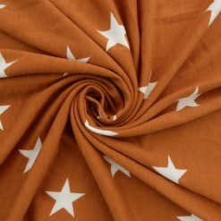 SALE Star Printed Brushed Stretch French Terry Fabric 7006 Spice, by the yard