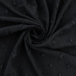 SALE Embroidered Stretch Rayon Blend Fabric 7009 Black, by the yard