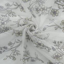 SALE Velvet Flocked Stretch Mesh Fabric SG114 Dove, by the yard