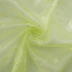 SALE Hologram Sparkle Flocking on Organza Fabric SG17 Lime, by the yard