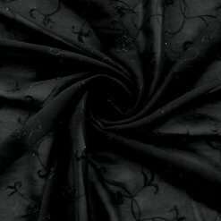 SALE Embroidered Georgette Fabric with Lurex Accents SG118 Black by the yard