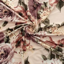 SALE Floral Printed Stretch DTY Print Fabric 7016 Pink, by the yard