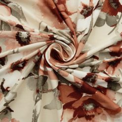 SALE Floral Printed Stretch DTY Print Fabric 7021 Sand, by the yard
