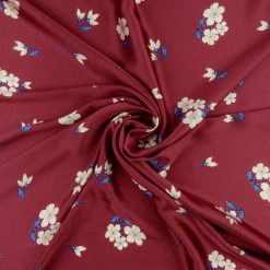 SALE Satin Floral Print Fabric 7039 Wine, by the yard
