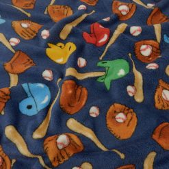 SALE Printed Whisper Fleece Fabric Baseball Navy Blue, by the yard