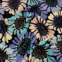 SALE Printed Minky Fabric Flowers Black, by the yard