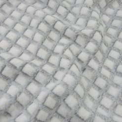 SALE Minky Lattice Jacquard Fabric White-Gray, by the yard