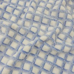 SALE Minky Lattice Jacquard Fabric White-Blue, by the yard