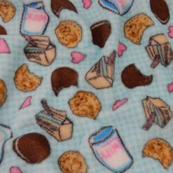 SALE Printed Whisper Fleece Fabric Cookies & Cake Turquoise, by the yard
