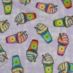 SALE Printed Whisper Fleece Fabric Frozen Drinks Lavender, by the yard