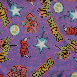 SALE Printed Whisper Fleece Fabric Music Purple, by the yard