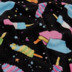 SALE Printed Whisper Fleece Fabric Popsicle Black, by the yard