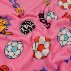 SALE Printed Whisper Fleece Fabric Soccer Pink, by the yard